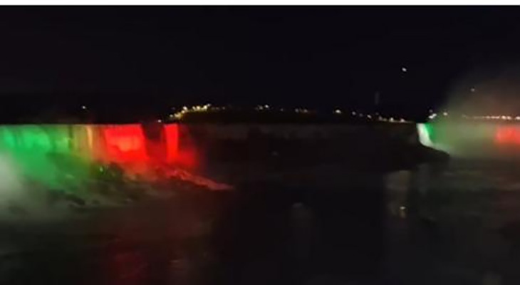 Ниагарският водопад светна в бяло, зелено и червено в чест на Съединението