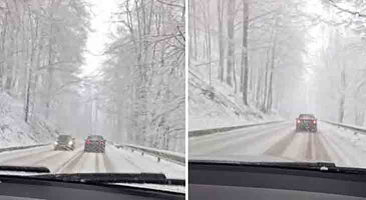 Снеговалеж на прохода Петрохан затрудни движението по пътя. 